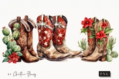 Festive Cowboy Boots | Western Christmas PNG Product Image 1