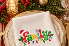 Family Christmas Embroidery Design, Xmas Lights Machine Emb Product Image 4