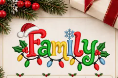 Family Christmas Embroidery Design, Xmas Lights Machine Emb Product Image 2