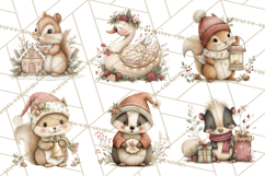 Christmas Woodland Animals Clipart Bundle PNG Product Image 6