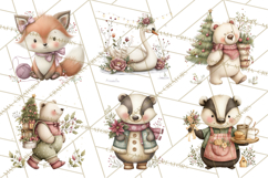Christmas Woodland Animals Clipart Bundle PNG Product Image 4