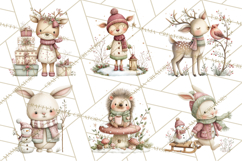 Christmas Woodland Animals Clipart Bundle PNG Product Image 3