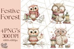 Christmas Woodland Animals Clipart PNG Product Image 1