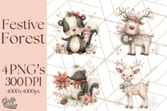 Christmas Woodland Animals Clipart PNG Product Image 1