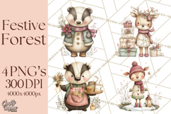 Christmas Woodland Animals Clipart PNG Product Image 1