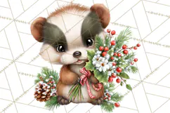 Christmas Woodland Animals PNG, Holiday Forest Clipart Product Image 5