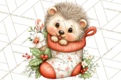 Christmas Woodland Animals PNG, Holiday Forest Clipart Product Image 4