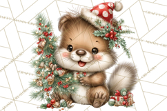 Christmas Woodland Animals PNG, Holiday Forest Clipart Product Image 5
