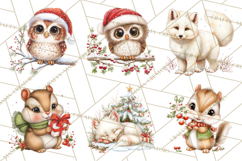Christmas Woodland Animals PNG, Holiday Forest Clipart Product Image 2