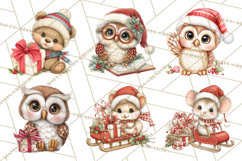 Christmas Woodland Animals PNG, Holiday Forest Clipart Product Image 3