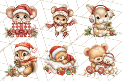 Christmas Woodland Animals PNG, Holiday Forest Clipart Product Image 4