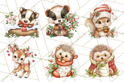 Christmas Woodland Animals PNG, Holiday Forest Clipart Product Image 5