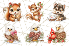 Christmas Woodland Animals PNG, Holiday Forest Clipart Product Image 6
