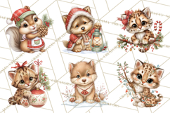 Christmas Woodland Animals PNG, Holiday Forest Clipart Product Image 9