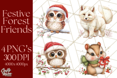 Christmas Woodland Animals PNG, Holiday Forest Clipart Product Image 1