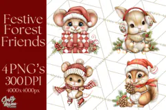 Christmas Woodland Animals PNG, Holiday Forest Clipart Product Image 1