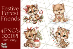 Christmas Woodland Animals PNG, Holiday Forest Clipart Product Image 1