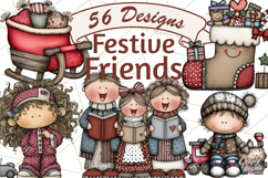 Christmas Carolers Clipart, Holiday Singing Digital Art PNG Product Image 1