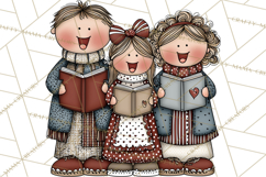 Christmas Carolers Clipart, Holiday Singing Digital Art PNG Product Image 4