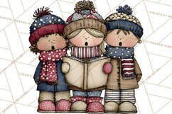 Christmas Carolers Clipart, Holiday Singing Digital Art PNG Product Image 5