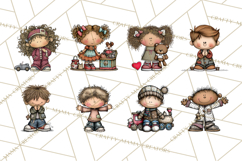 Christmas Carolers Clipart, Holiday Singing Digital Art PNG Product Image 6