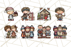 Christmas Carolers Clipart, Holiday Singing Digital Art PNG Product Image 8