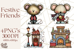Christmas Carolers Clipart, Holiday Singing Digital Art PNG Product Image 1