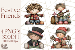 Christmas Carolers Clipart, Holiday Singing Digital Art PNG Product Image 1