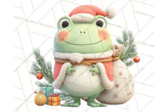 Whimsical Frog Christmas Clipart PNG, Holiday Frog Product Image 5