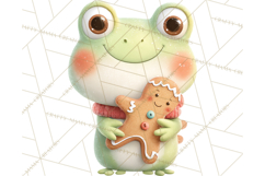 Whimsical Frog Christmas Clipart PNG, Holiday Frog Product Image 2