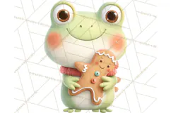 Whimsical Frog Christmas Clipart PNG, Holiday Frog Product Image 2