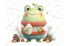 Whimsical Frog Christmas Clipart PNG, Holiday Frog Product Image 3