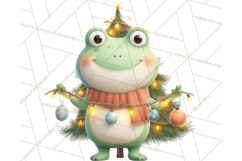 Whimsical Frog Christmas Clipart PNG, Holiday Frog Product Image 5