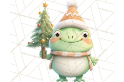 Whimsical Frog Christmas Clipart PNG, Holiday Frog Product Image 2