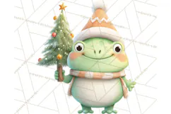 Whimsical Frog Christmas Clipart PNG, Holiday Frog Product Image 2