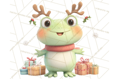 Whimsical Frog Christmas Clipart PNG, Holiday Frog Product Image 3