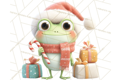 Whimsical Frog Christmas Clipart PNG, Holiday Frog Product Image 4