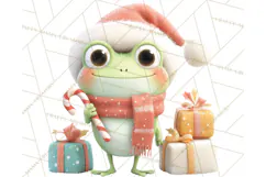 Whimsical Frog Christmas Clipart PNG, Holiday Frog Product Image 4