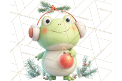 Whimsical Frog Christmas Clipart PNG, Holiday Frog Product Image 5