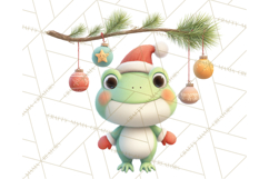 Whimsical Frog Christmas Clipart PNG, Holiday Frog Product Image 2
