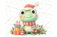 Whimsical Frog Christmas Clipart PNG, Holiday Frog Product Image 3
