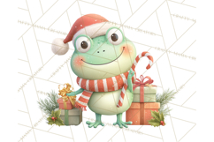 Whimsical Frog Christmas Clipart PNG, Holiday Frog Product Image 4