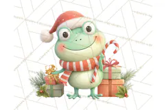 Whimsical Frog Christmas Clipart PNG, Holiday Frog Product Image 4