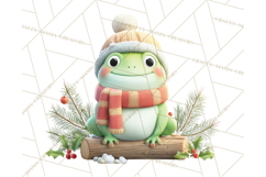 Whimsical Frog Christmas Clipart PNG, Holiday Frog Product Image 5