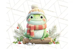 Whimsical Frog Christmas Clipart PNG, Holiday Frog Product Image 5