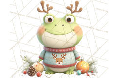 Whimsical Frog Christmas Clipart PNG, Holiday Frog Product Image 2