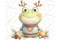 Whimsical Frog Christmas Clipart PNG, Holiday Frog Product Image 2