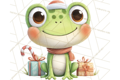 Whimsical Frog Christmas Clipart PNG, Holiday Frog Product Image 3