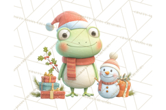Whimsical Frog Christmas Clipart PNG, Holiday Frog Product Image 4