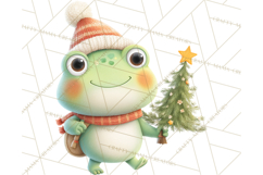 Whimsical Frog Christmas Clipart PNG, Holiday Frog Product Image 5